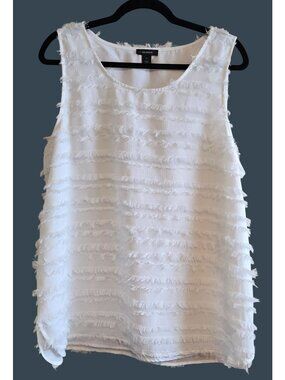 White Fringe Textured Sleeveless Top preppy boho nautical beach laganlook